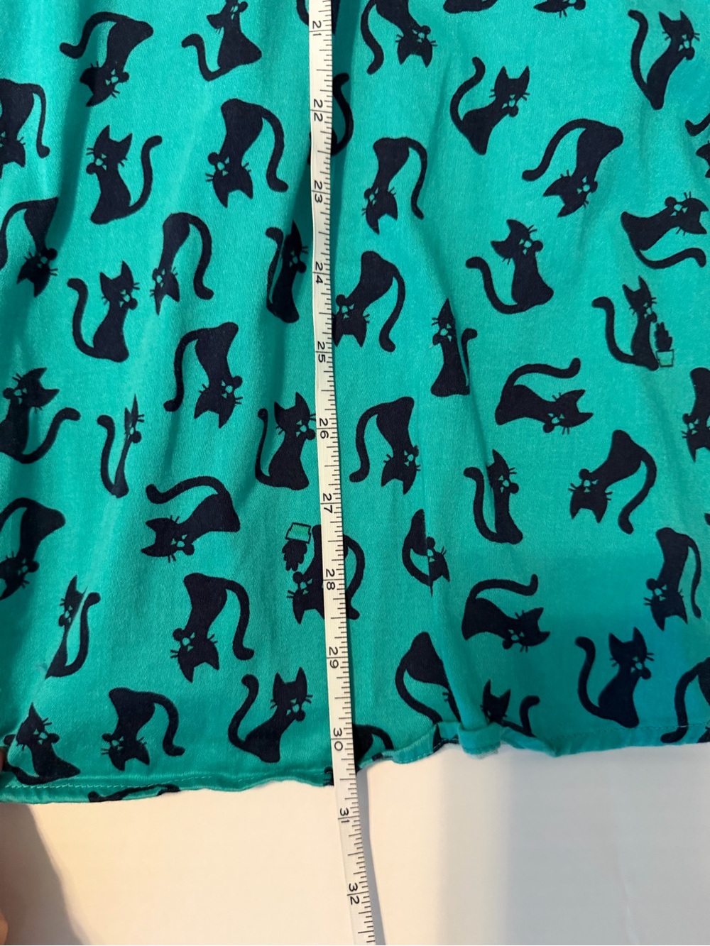 Ixia ModCloth Teal Black Cat Print Vintage Style Dress Retro Pinup rockabilly - Picture 8 of 9